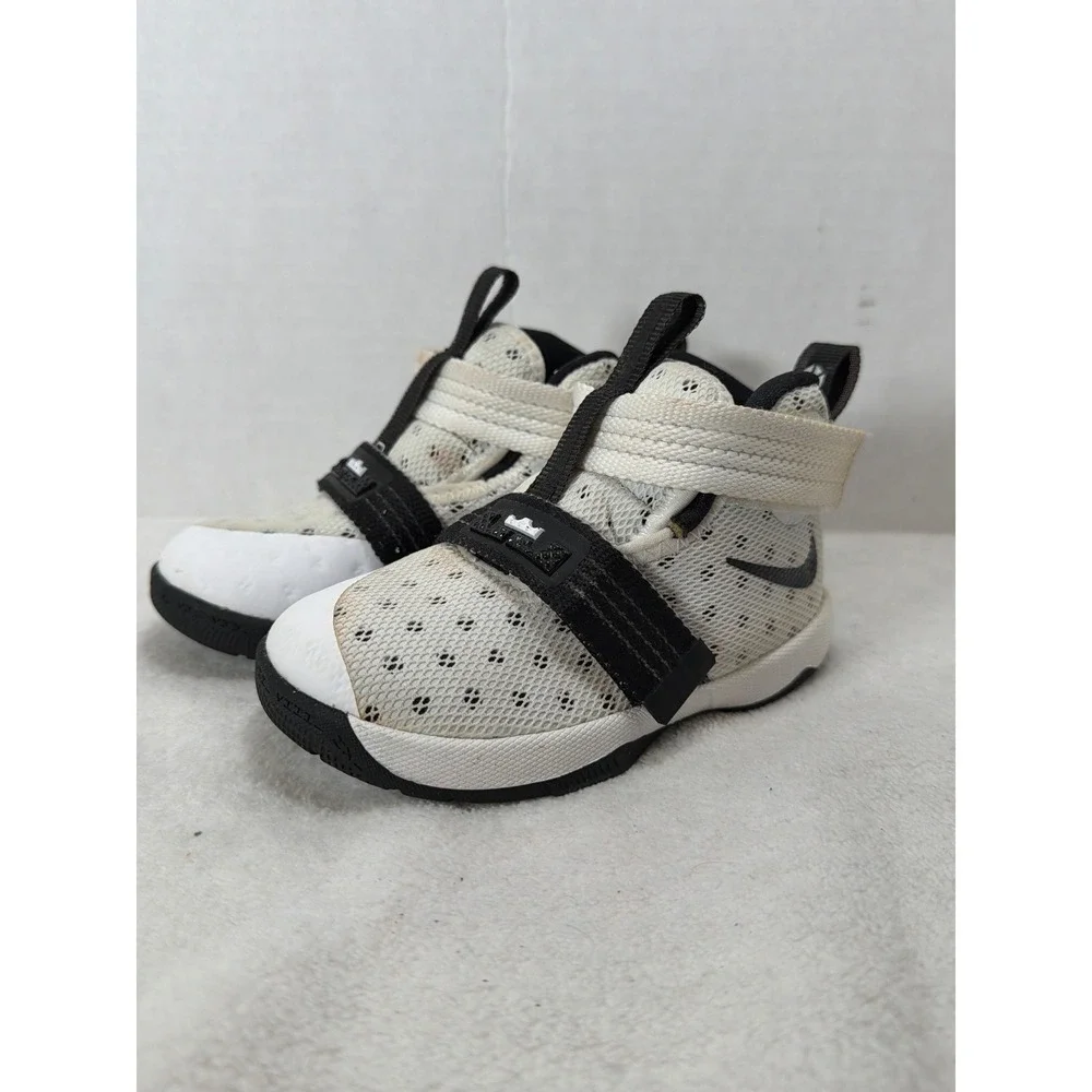 Nike Lebron Soldier 10 Toddler Basketball Shoes Size 7C White Black‎ 845123-100